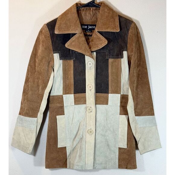 Vintage Me Jane Y2K 90's 100% Leather Patchwork Jacket Women's Small - Picture 1 of 9